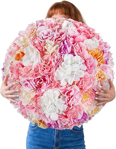Suncalla 20 Inch Big Artificial Flower Ball Fake Romantic Flower Ball Arrangemen