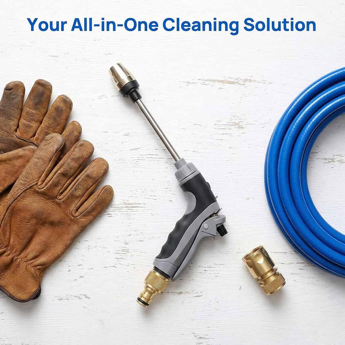 Idropulitrice, pistola ad acqua ad alta pressione, spruzzatore regolabile, pulitore in acciaio inox per lavaggio auto, patio, vialetto e terrazze, strumento di pulizia efficiente