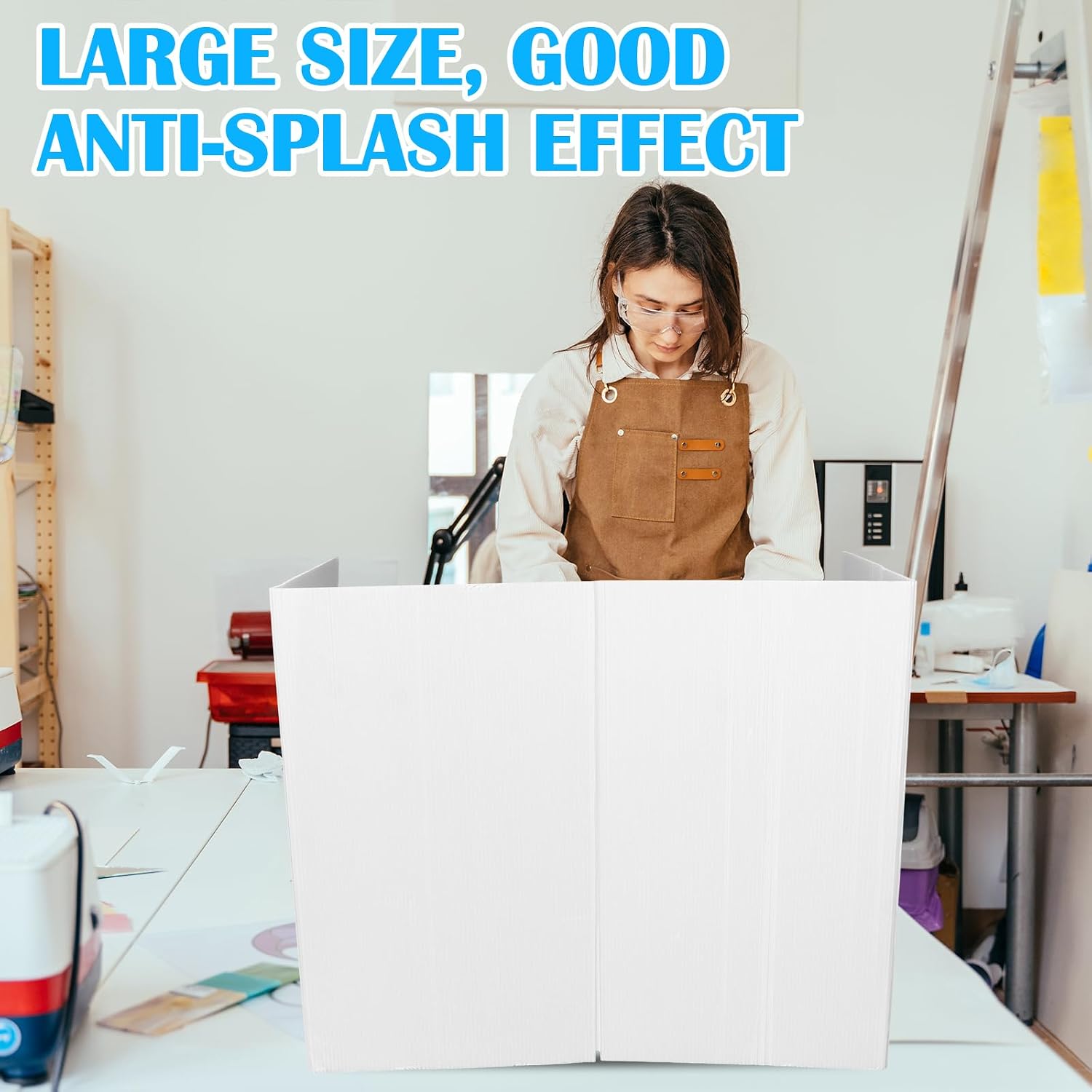 2 Pcs 39.37 x 16.14 Inch Plastic Splatter Guard for Stained Glass Grinder 4 Sided Foldable Anti Splash Oil Splash Screen Backsplash Protector Wall for Cooking Frying Pan Machine