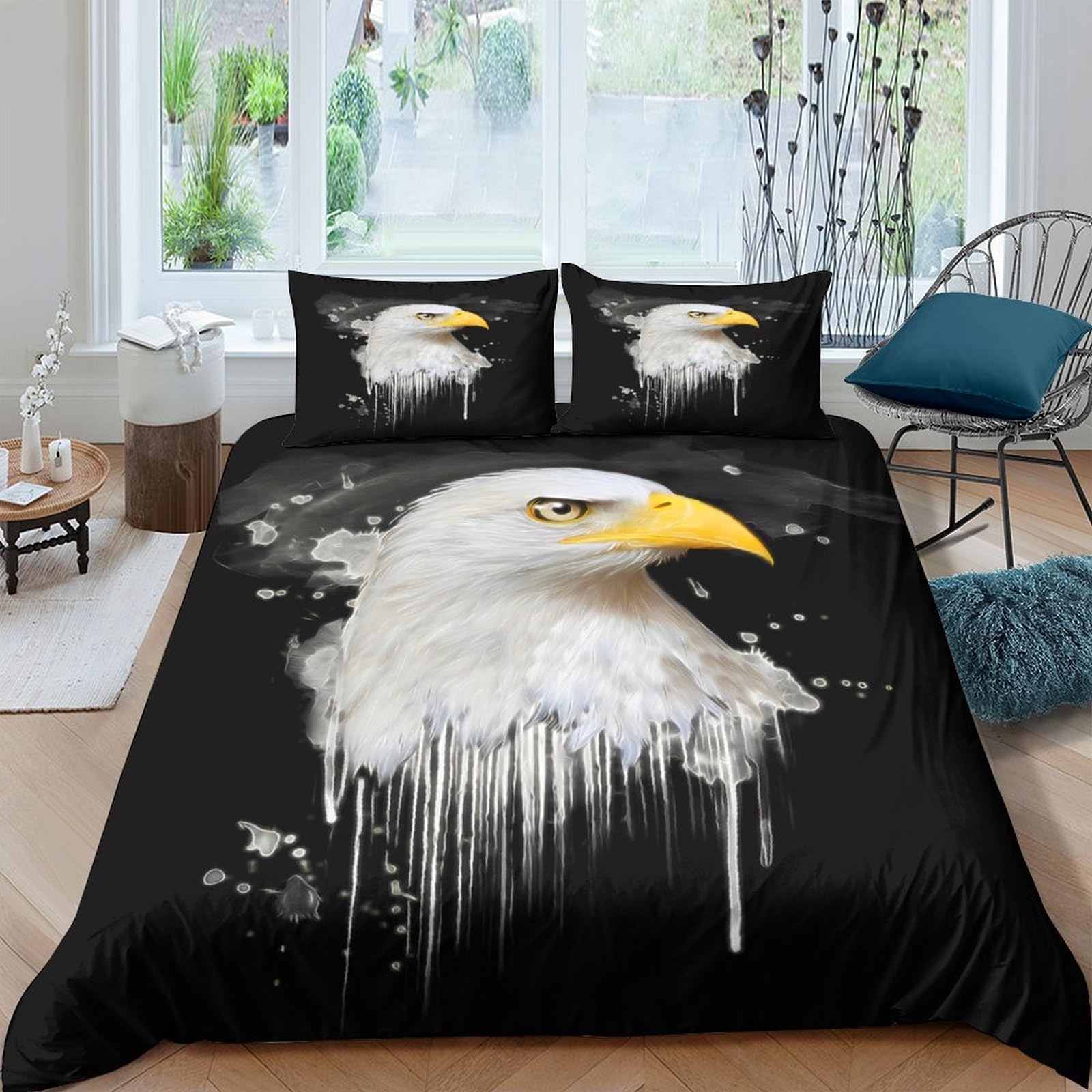 Ctjqhvkz Style-7 3D Printed Bald Eagle Fitted Sheet Microfiber Soft Breathable American Spirit Bed Cover For Bedroom Dorm Decor Single（135X200cm）