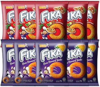 駄菓子　トヤマ ピカキーガム　ふしぎ　包み紙 BIKA Fika Pizza Flavored Snacks and Fika Cheese Flavoured Snacks