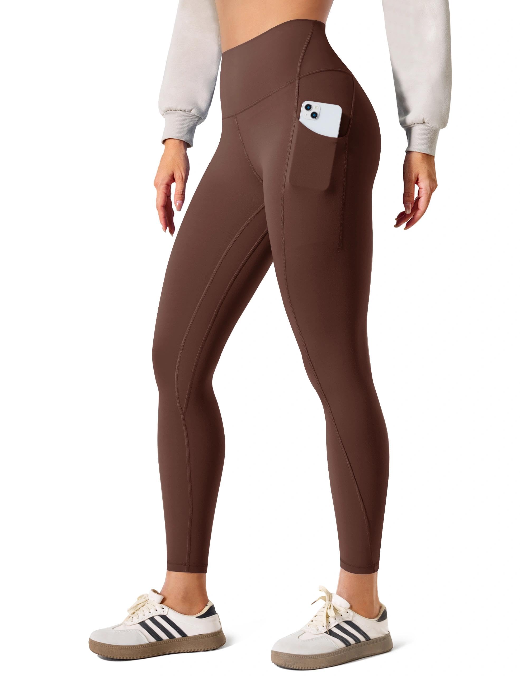 BAYDI Clouduxi Leggings da donna con tasche, a vita alta, 63,5 cm, per allenamento, palestra, yoga