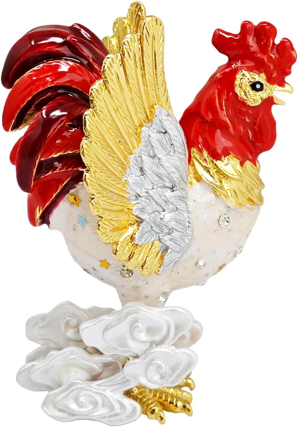 Fengshuibringluck Feng Shui Sky Rooster Good Luck and Fortune Wealth Amulet Statue Decoration (White Sky Rooster)
