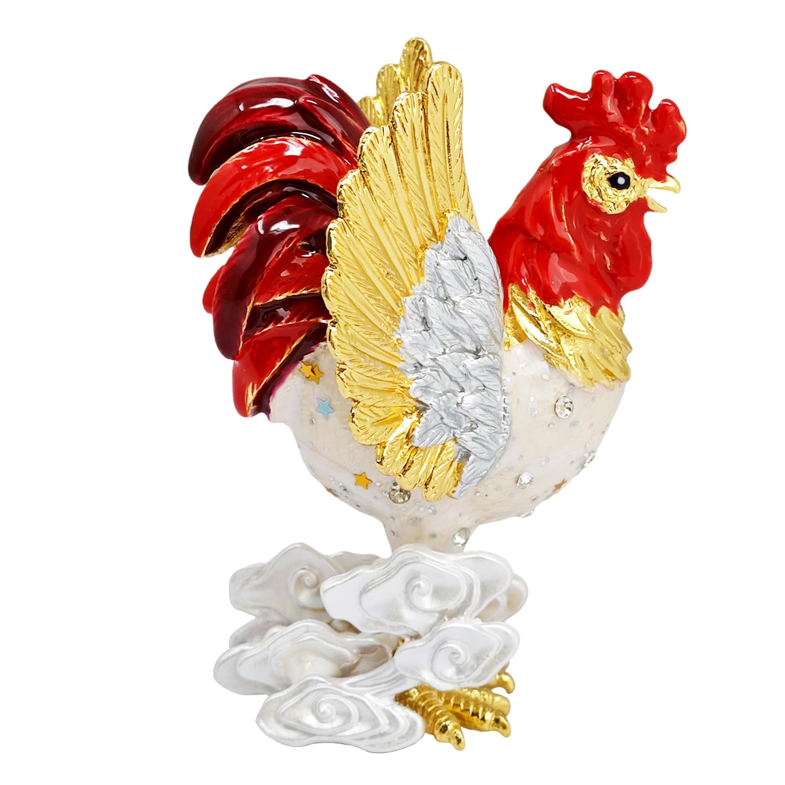 Fengshuibringluck White Sky Rooster Feng Shui Sky Rooster Good Luck And Fortune Wealth Amulet Statue Decoration (White Sky Rooster)