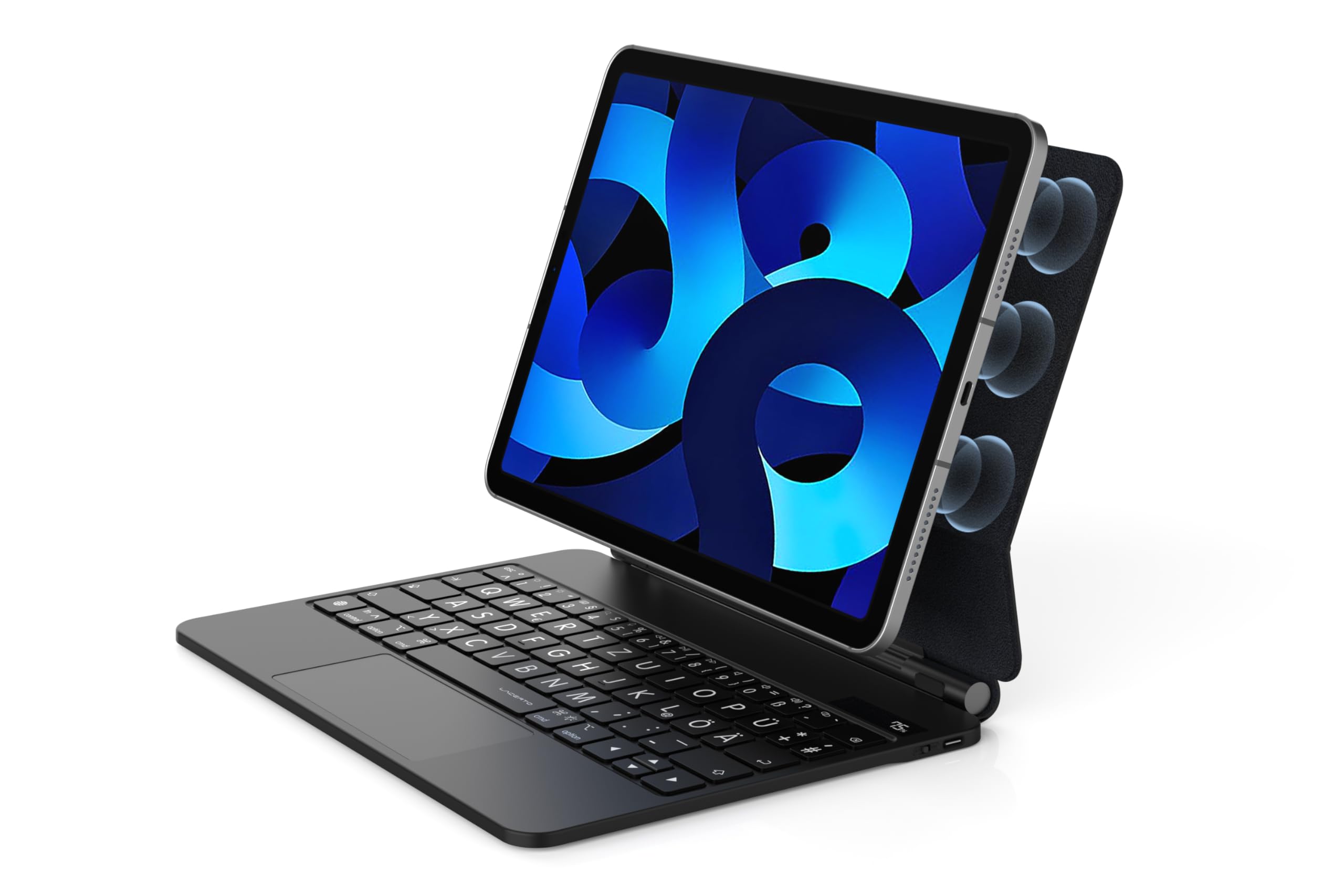 Deutsche Tastatur für iPad 10,9 2022-10. Gen (A2696/A2777/A2757) mit großen beleuchteten Buchstaben, für Senioren, Kinder & Sehbehinderte, Multi-Touch Trackpad | SCHWARZ | MAGIO-DG823
