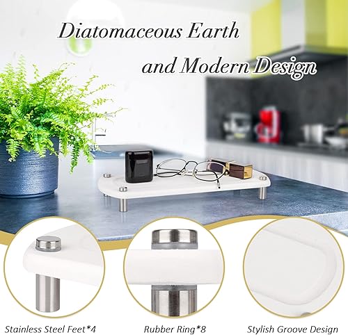 Miniatura 10 de Organizador de fregadero de cocina de secado instantáneo para fregadero de cocina, soporte de pedestal de diatomeas con protección de pies de acero