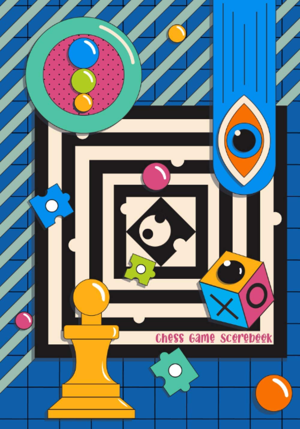 Chess Game ScoreBook: psychedelic funny cover | gift for chess players
