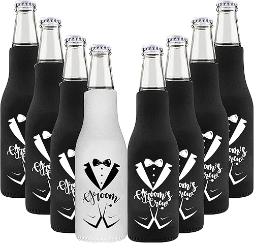 Miniatura 1 de BachpartyGifts Regalos de despedida de soltero, 8 unidades, fundas aislantes para botellas de cerveza, padrinos de boda, enfriador de latas de