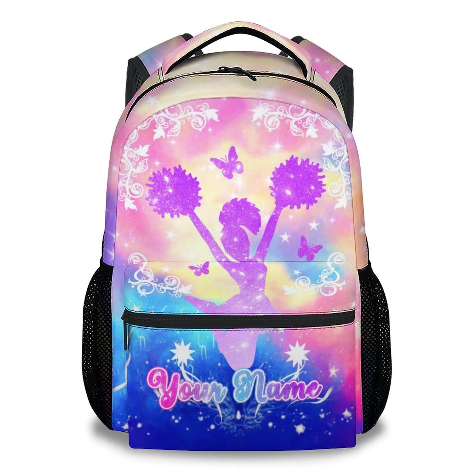 MEETUHONEY Personalized Cheer Backpack for Cheerleader - 17 Inch Shoulder Bag Middle School Backpacks for Girls - Custom College Cheerleading Gifts