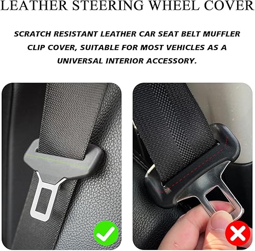 Miniatura 4 de Funda protectora de hebilla para cinturón de seguridad de automóvil, 2 piezas, almohadilla de cuero, protector de abrazadera para cinturón de