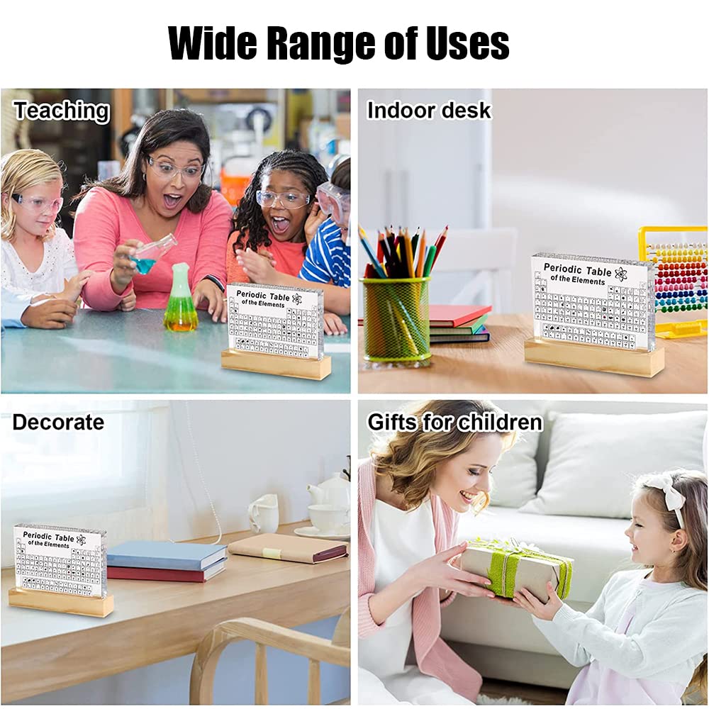 Tabla Periodica Acrilico, con Soporte de Luz LED, Tabla Periódica, Tabla Periodica de los Elementos, Tabla Periodica con Elementos Reales, 83 Elementos, Regalos de Química para Niños y Adultos