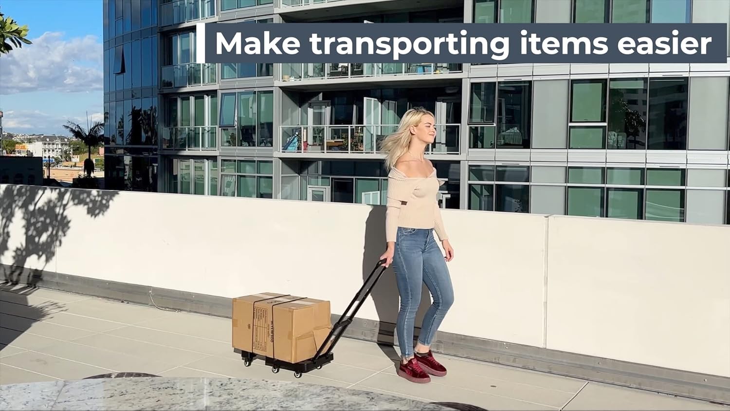Mount Plus A3 Folding Hand Truck, 6 Wheels Fold Up Hand Cart with 2 Elastic Ropes, Portable 500lbs Capacity Heavy Duty Luggage Cart, Utility Dolly Platform Cart for Car, House and Office