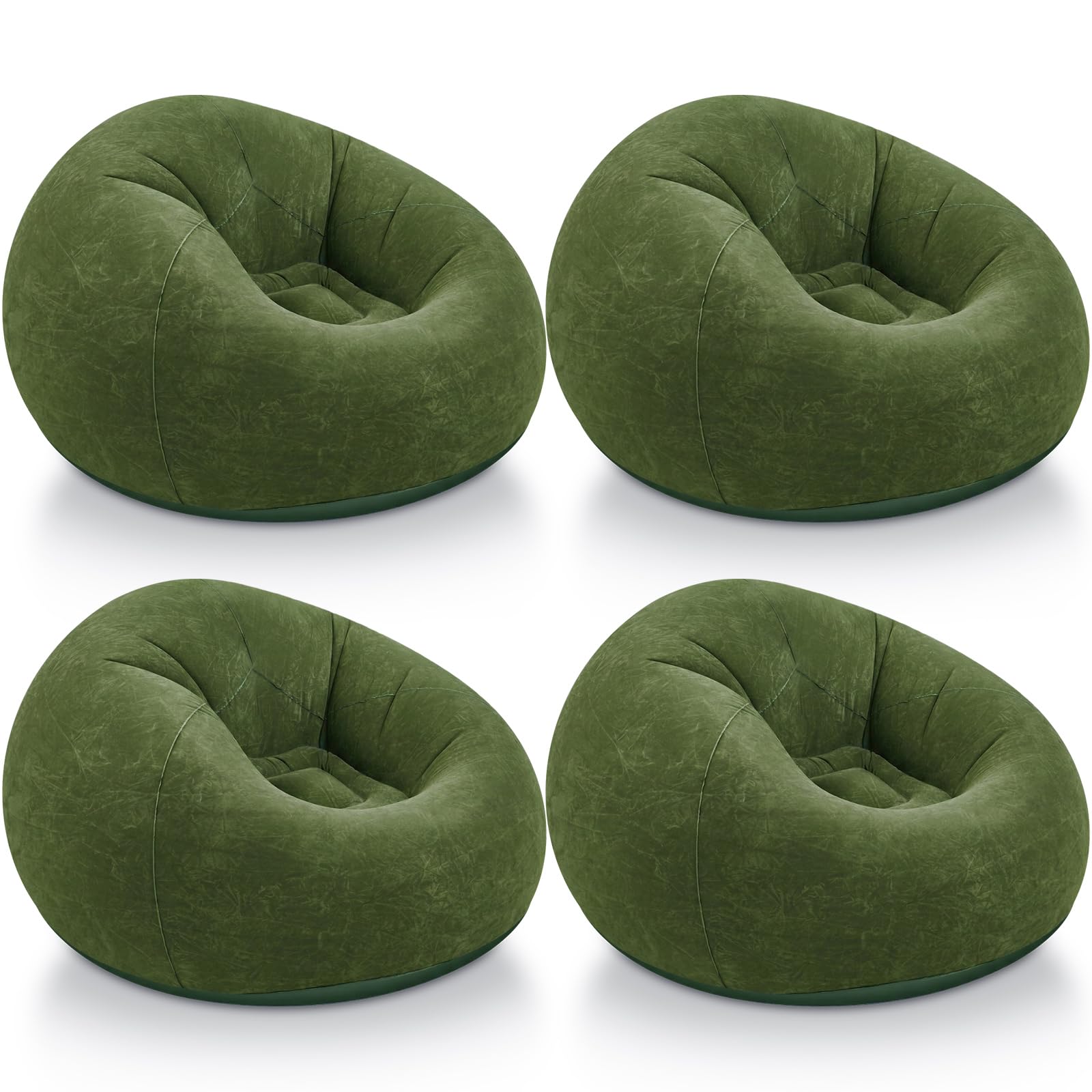 Realspring Inflatable Bean Bag Chairs,Dark Green,4 Pcs
