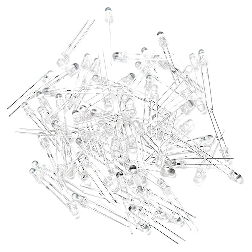 Miniatura 63 de CHANZON 100 unids 0.118 in blanco LED diodo luces (transparente redondo transparente DC 3V 20mA) iluminación brillante lámparas electrónica B)