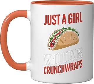 Just A Girl Who Loves Crunchwraps Ceramic Mug, Orange/White