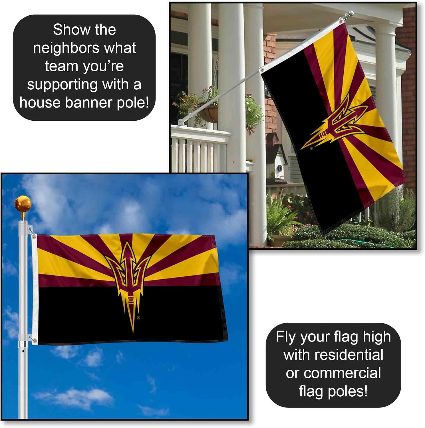 College Flags & Banners Co. Arizona State Sun Devils AZ State Design Flag