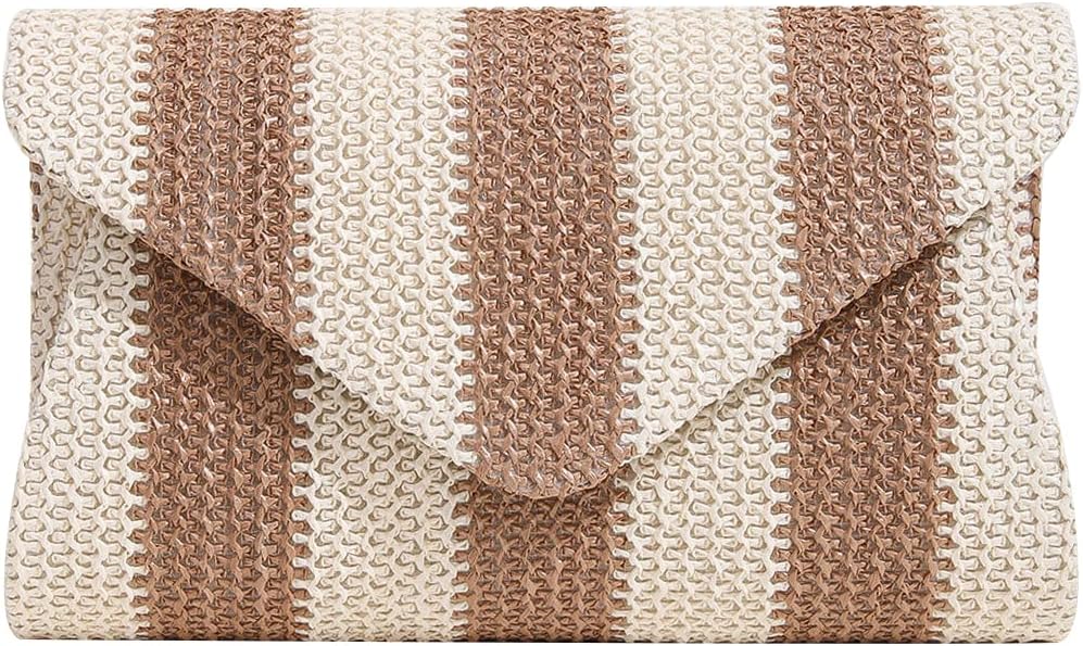 Obosoyo Straw Crossbody Bag, Clutch, Woven Shoulder Bag for Women - Summer Beach Envelope Purse Wallet