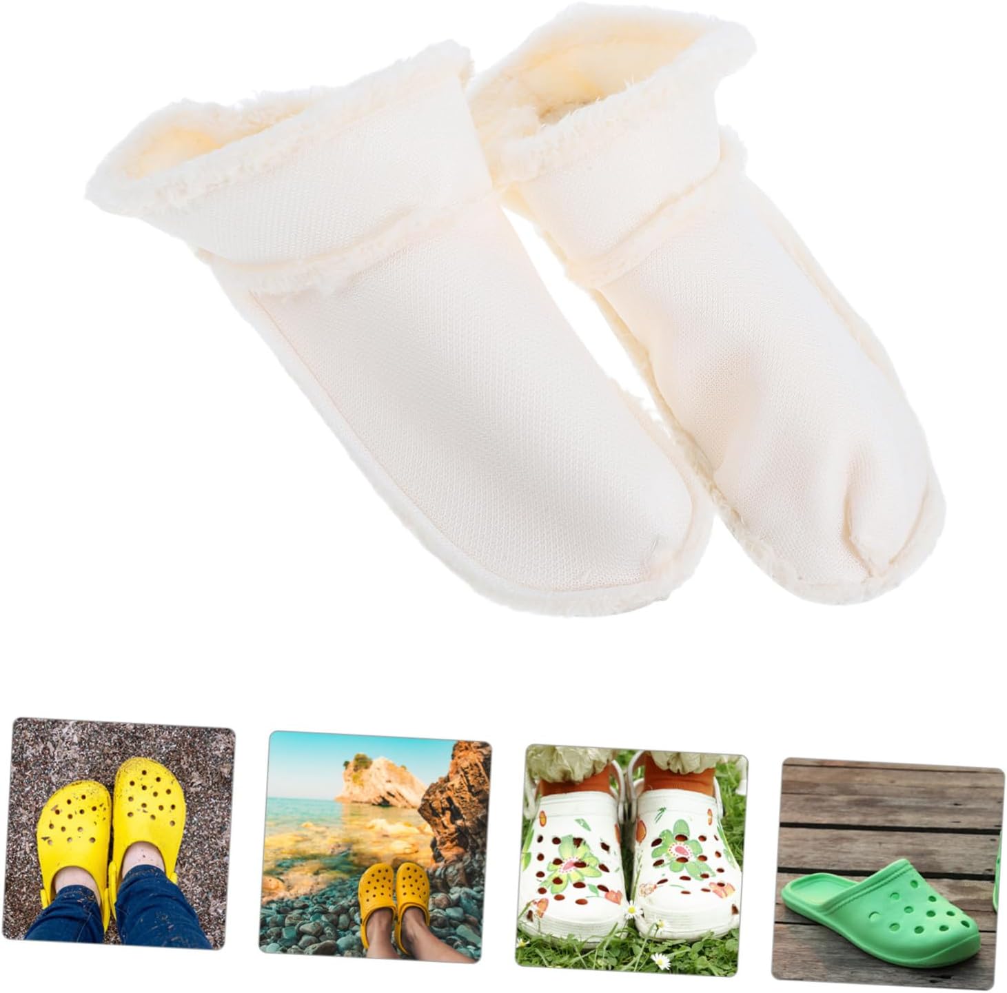 FRCOLOR 2 Pairs Warm Plush Lining for Clogs Soft Cotton Slip Shoe Inserts Winter Footwear Accessory for Hiking Camping Outdoor Use