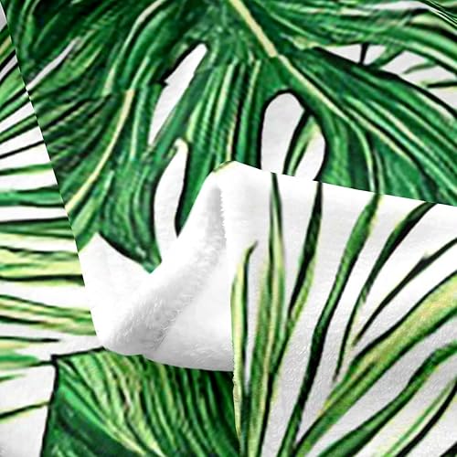 Miniatura 3 de Erosebridal Manta de hojas de palma, tamaño individual de 60 x 80 pulgadas, forro polar hawaiano verde para todas las estaciones, hojas de plátano