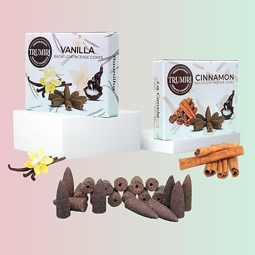 Miniatura 7 de Conos de incienso de reflujo  Paquete combinado de 20 conos de incienso en cascada  10 vainillas + 10 canelas  Conos de incienso  Conos de incienso