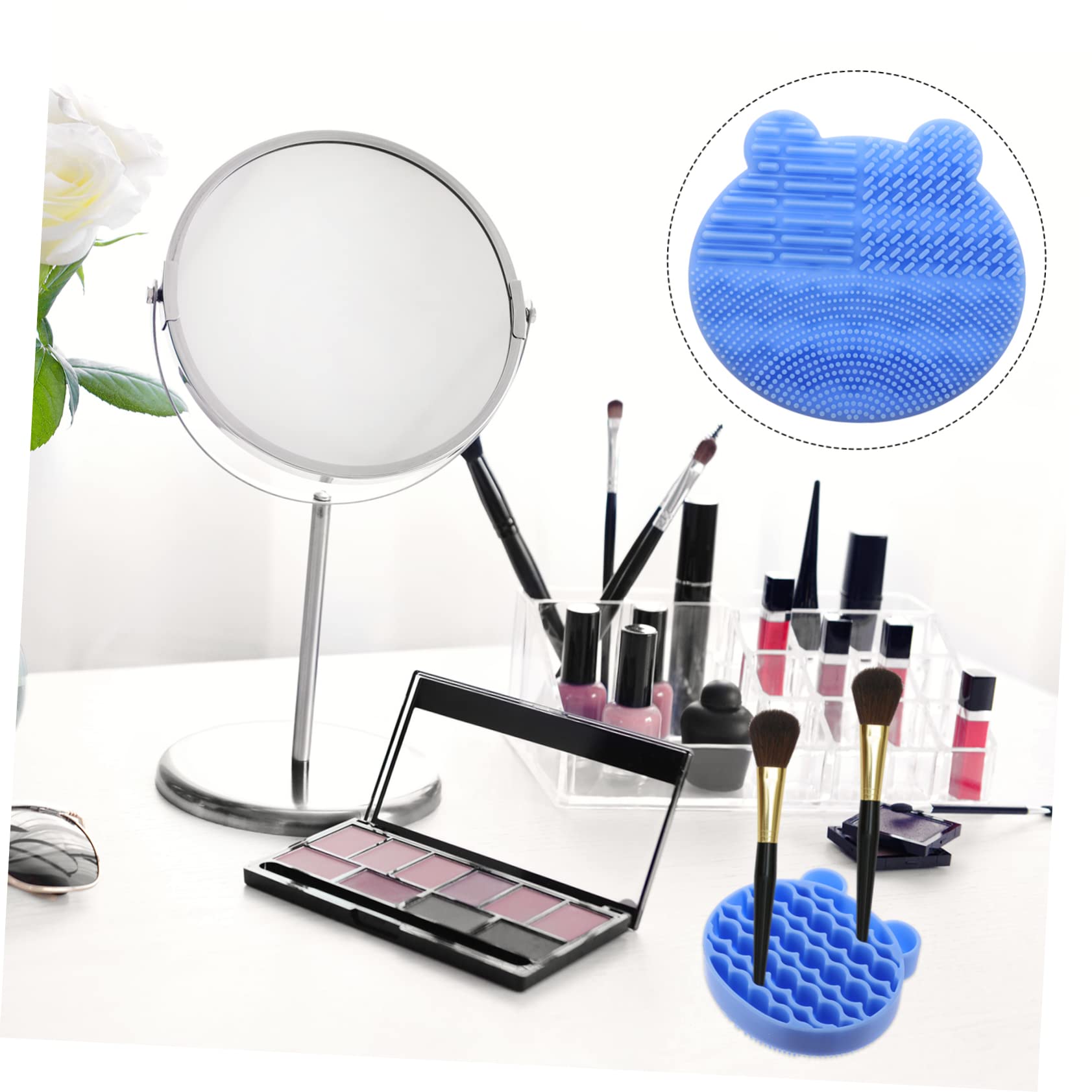 IWOWHERO Makeup Brush Storage Rack Silicone Mat Pad Cleaning Brush Holder Stand for Travel