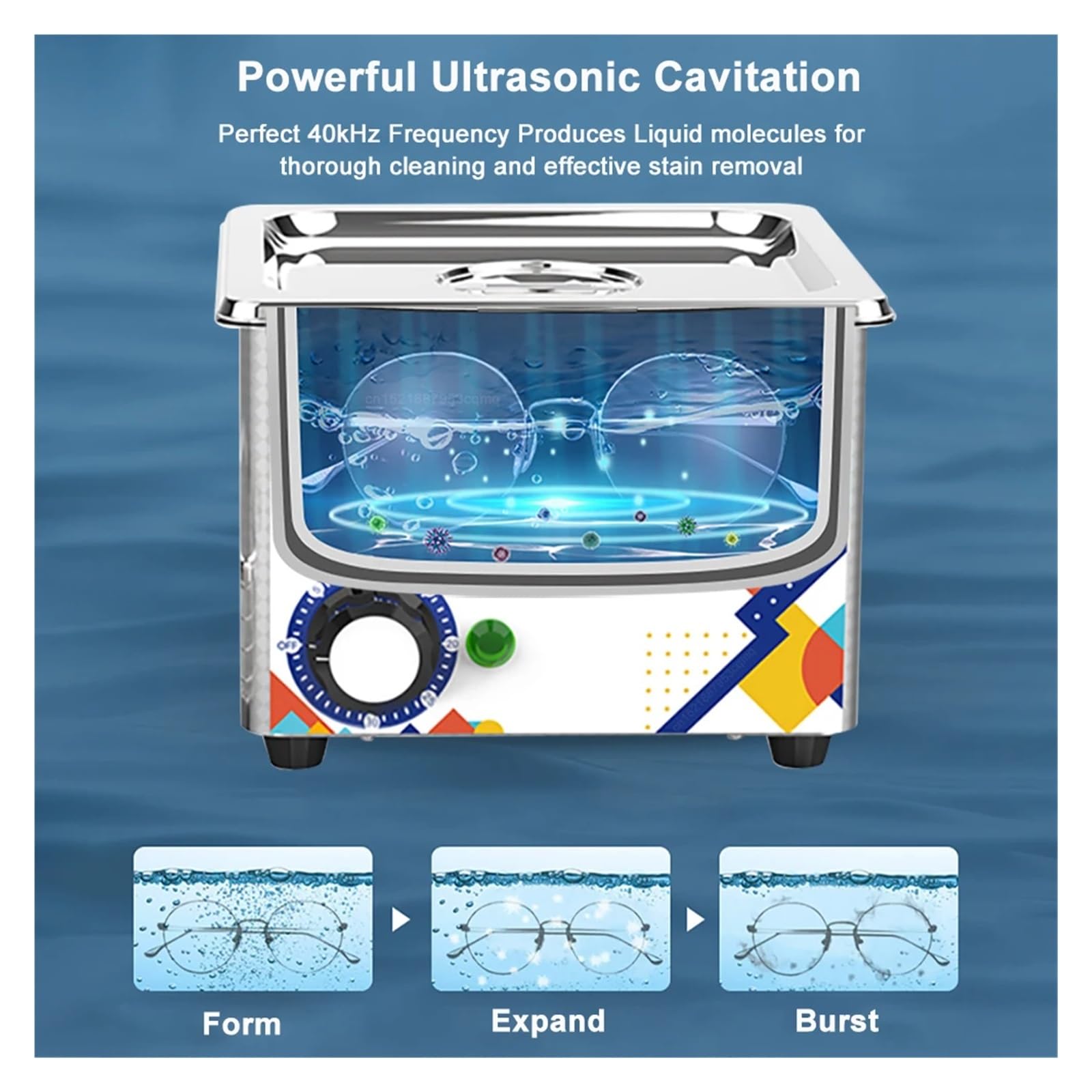 Limpiador Ultrasónico De Acero Inoxidable De 35 W Y 0,8 L, For Baño, 40 Khz, For Relojes, Lentes De Contacto, Dentaduras, Dientes, Maquillaje, Maquinilla De Afeitar Eléctrica Amplia AplicacióN