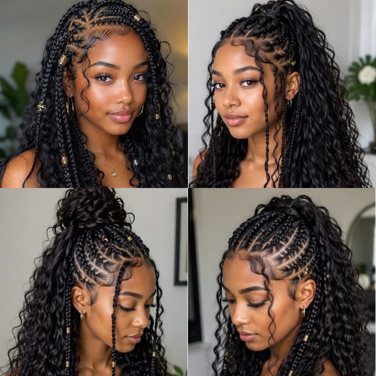 Feather Crochet Humano Hair Bundle Deep Wave Rizo Miracle Knots 18 Inch 60G