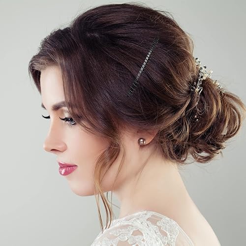 Miniatura 5 de Hicarer 5 peines de pelo de alambre de metal negro, 30 dientes de alambre de torsión nupcial de velo de boda