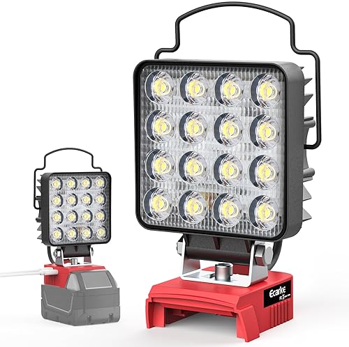 Miniatura 1 de Luz de trabajo LED mejorada para Milwaukee, Ecarke Square de 48 W 4 pulgadas, luces LED inalámbricas de trabajo de inundación, luz de litio M18 de