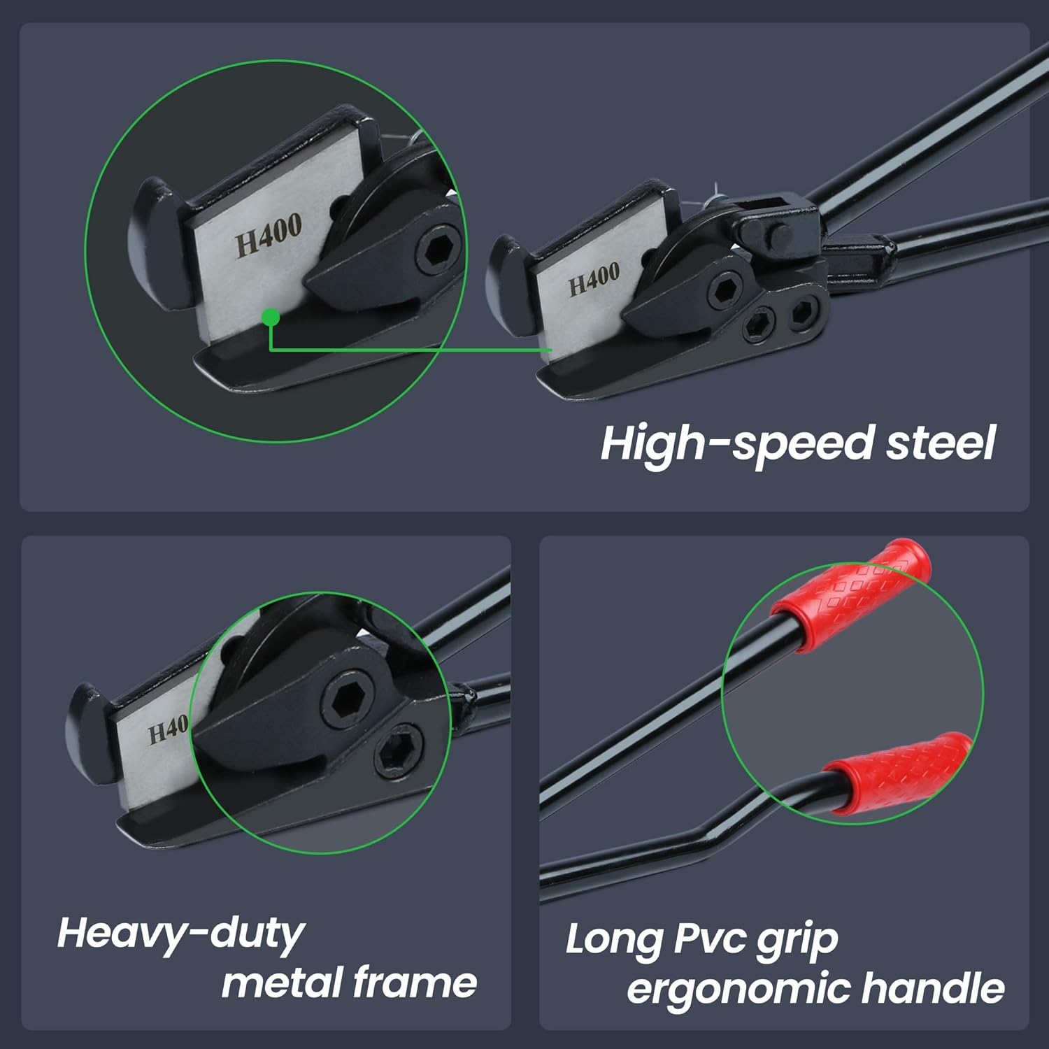U.S. Solid Strapping Cutter Scissors for Steel & Polyester (PET) & Polypropylene (PP) Banding from 0.31" to 2.16" Width up to 0.11" Thickness