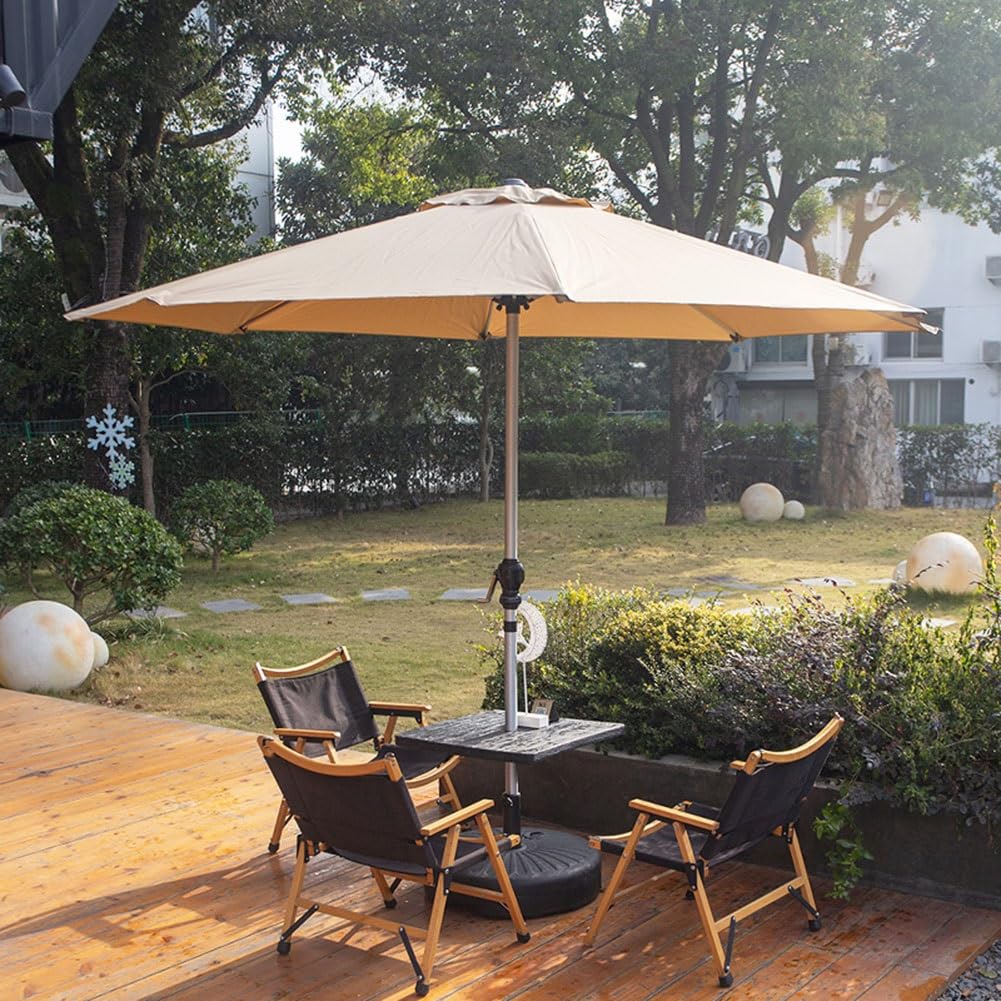 Khaki Parasol Ogrodowy Na Taras, Basen, Targ, 9 Stóp, Duży Parasol Ogrodowy Z Korbką, 8 Solidnych Żeber,Khaki-9ft/270cm