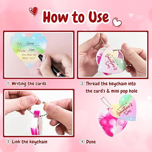 Miniatura 3 de Regalos para el día de San Valentín para niños, 40 mini juguetes pop con 40 tarjetas, tarjetas del día de San Valentín para el aula de niños,