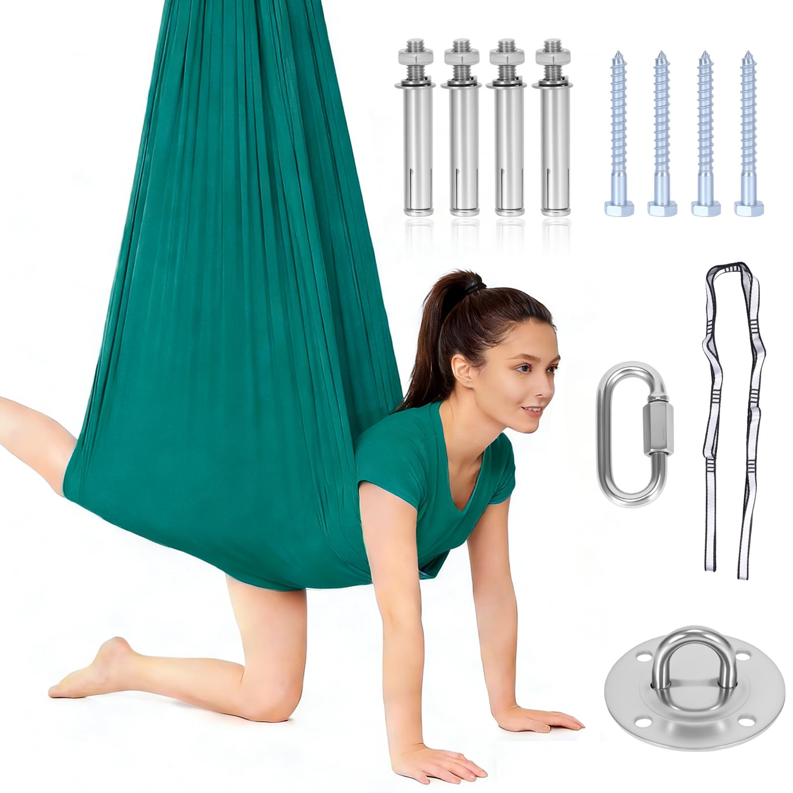 Aerial Yoga Kit Hamac De Yoga Aérien, Aérien De Yoga Swing Air, 200 Kg Max. Et Serviette De Yoga Aérienne Pour Adultes, Exercices Anti-Gravité