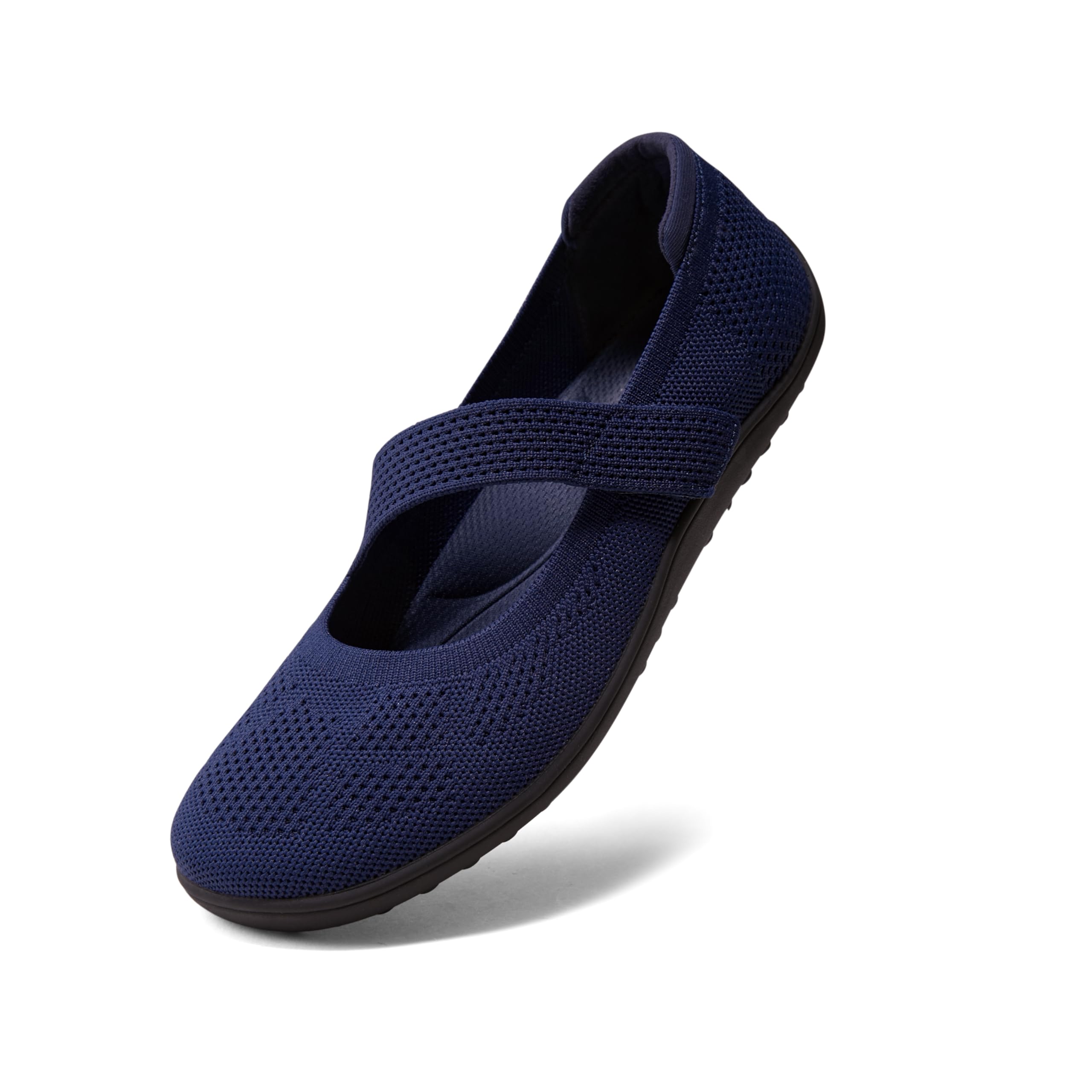 Arromic Wide Toe Box Flat Shoes Women Mary Jane Flat Shoes Comofortable Ballet Flat with Adjustable Straps Slip on Washable Knit Casual Flats