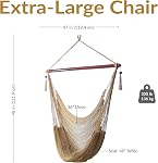 Sunnydaze Outdoor Hammock Chair Swing for Reading - Hanging Hammock Swing for Indoor or Patio - 300lb Capacity - Caribbean XL - Tan
