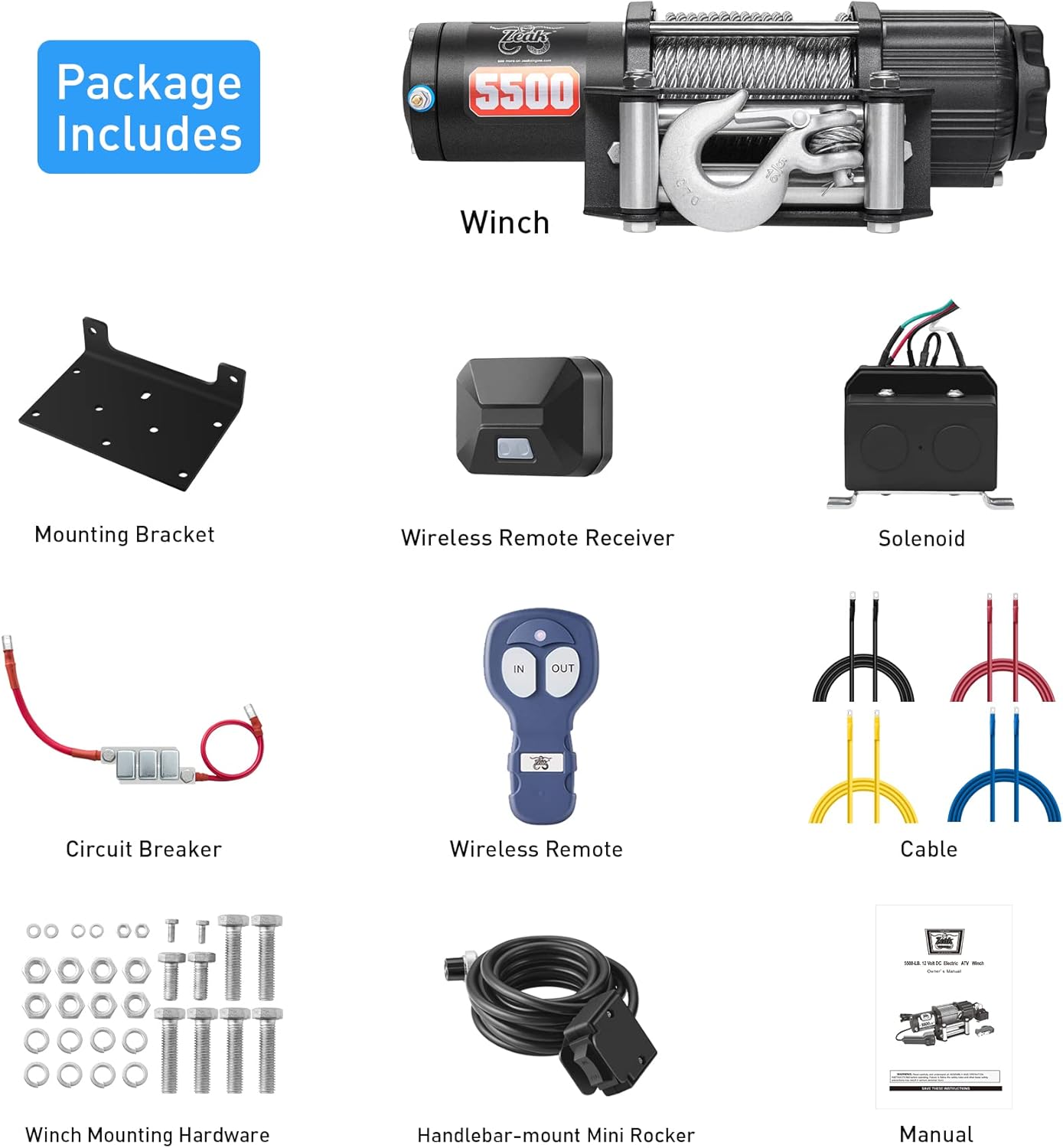 Bеѕt Quаlіtу 🔥 ZEAK Advanced 5500 lb. Electric Winch Off Road Automatic Powersports Winch, ATV Utility, Gavanized Steel Rope, with Mount, Remote