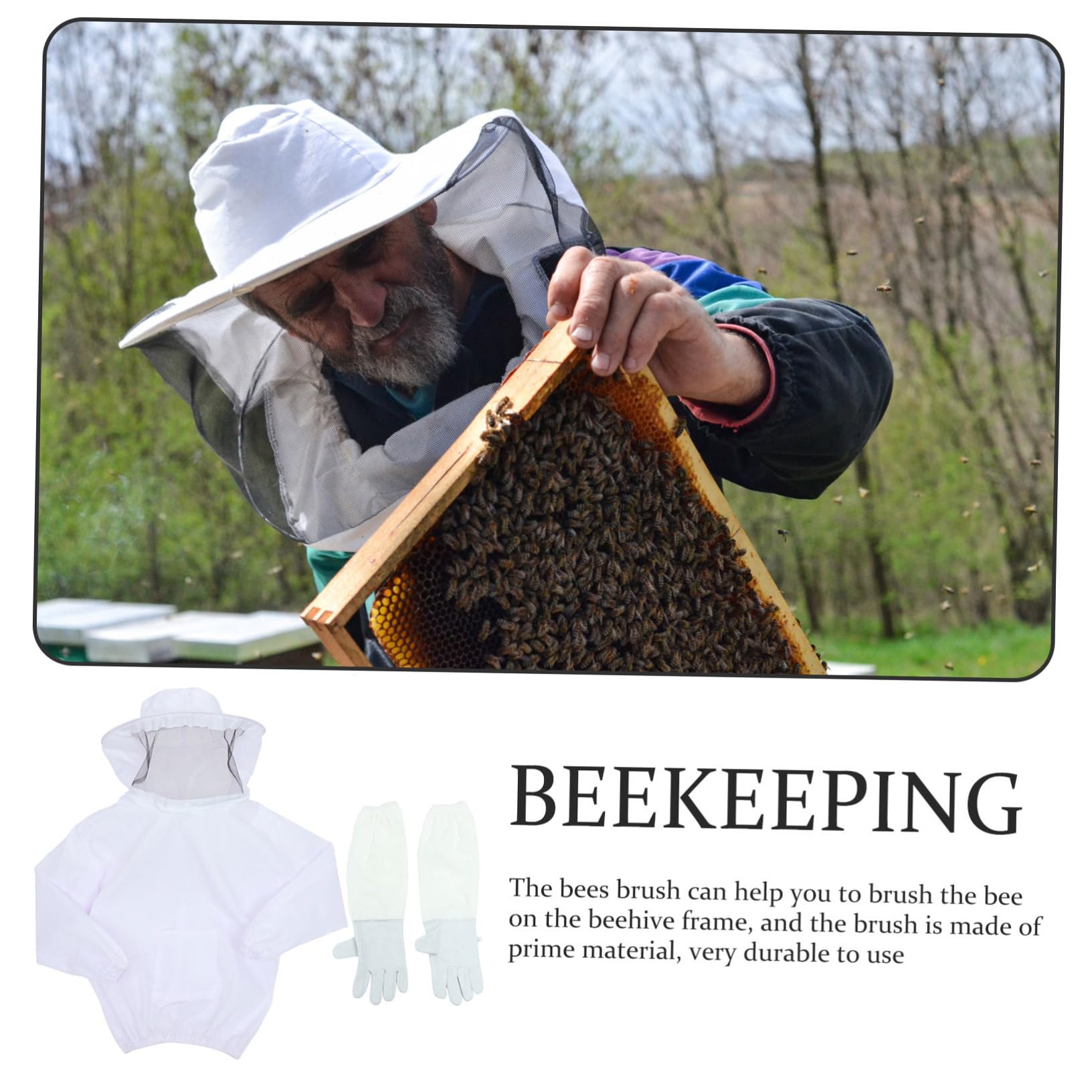 Lange Imkerhandschuhe aus Polyester und Wildleder Bienenschutzhandschuhe für Bienenzucht Komfortabel und Langlebig für Imkereiarbeit