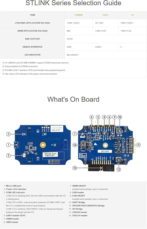 STLINK-V3SET Microcontroller ST STM8 and STM32 MCU USB Swim JTAG SWD Modular Standalone In-Circuit Debugger Programmer SPI I, I2C, CAN, GPIOs @XYG