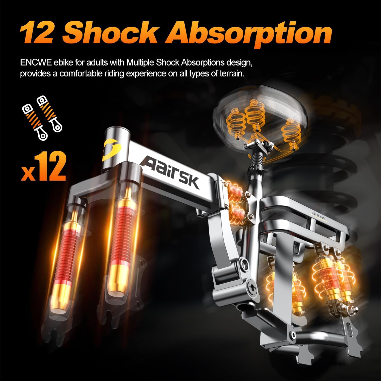 Multi-spring shock absorption system of Aairsk RS5 electric bike