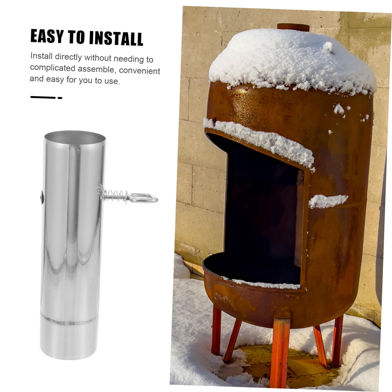 Tubo de estufa con manguera de amortiguador, tapa de escape, pozo de combustión de combustión de gas para caldera de combustión, escape ajustable, estufa de escape ajustable, acero inoxidable plateado 3