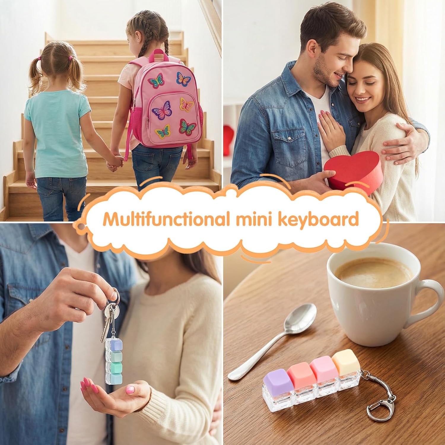 2Pcs Keyboard Fidget Toy, Quiet & Loud Fidget Keyboard Toys Clicker Green Cute Fidgets Keychain Decoration for Adults Relief Stress Anxiety Office Work