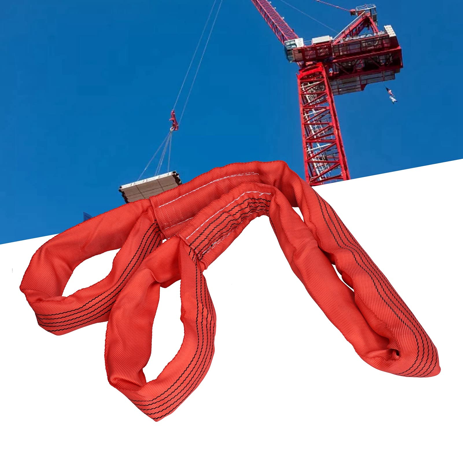Eslinga de Elevación PES, Correa de Elevación Suave de Poliéster Resistente, Capacidad de 5T para Transporte y Construcción de Barcos (4 m (13,12 pies))