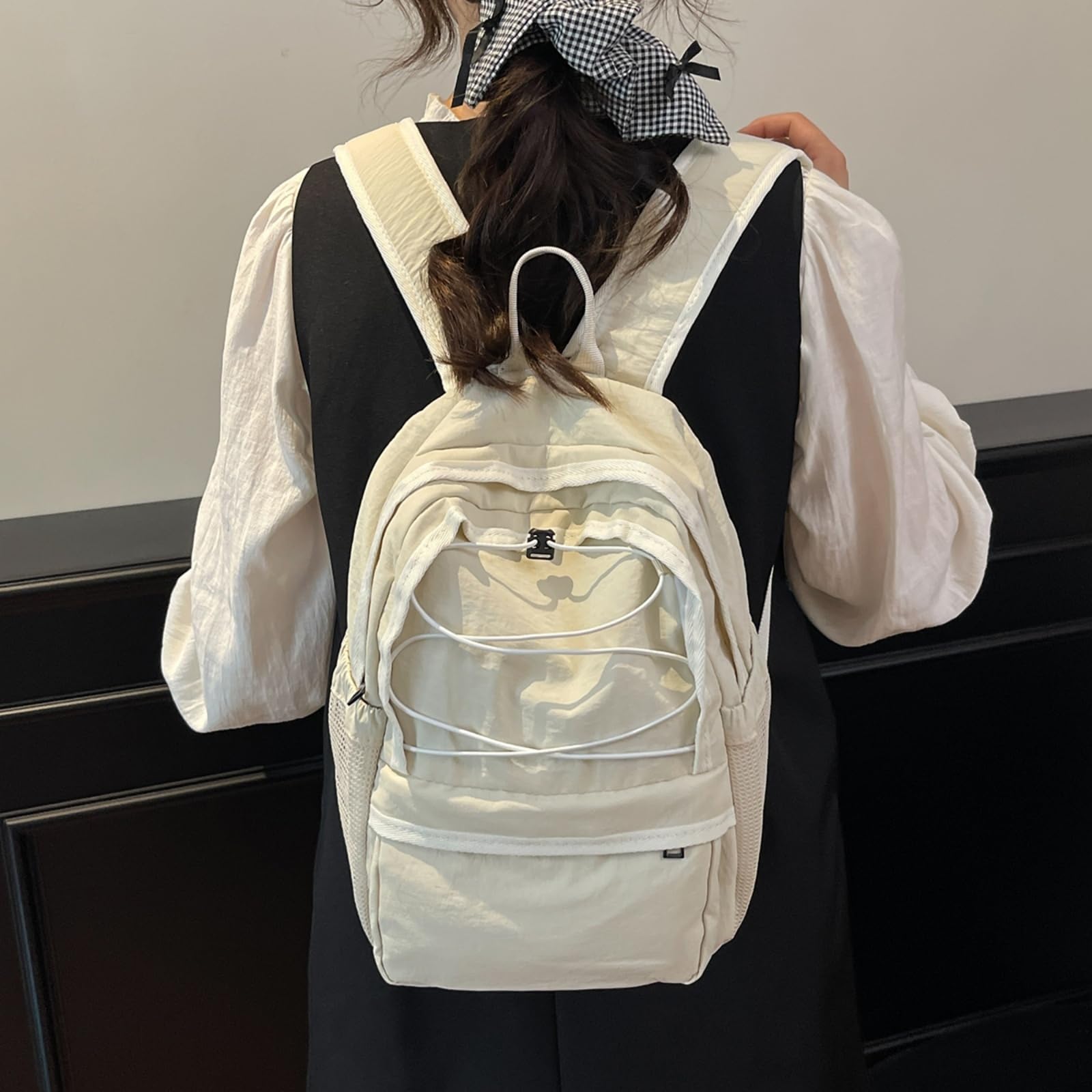 Zaino Sportivo All'aperto Ultraleggero Piccola Borsa da Alpinismo per Il Campeggio degli Studenti Uso Quotidiano-Beige
