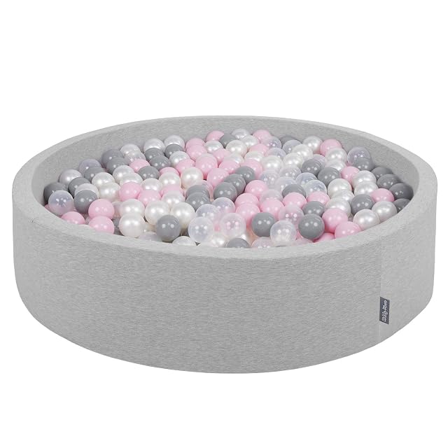 KiddyMoon Piscina De Bolas 120X30cm/600 Bolas Redondo Grande para Ninos,Hecha En La UE