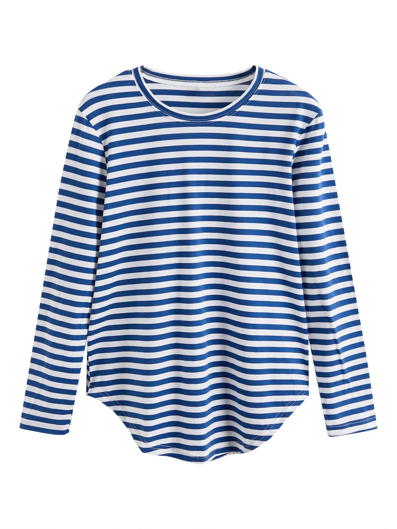 Milumia Women's Elbow Patch Striped High Low Top T-Shirt