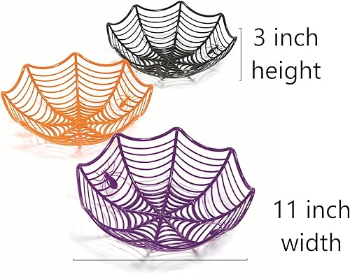 Miniatura 2 de Fun Express Spooktacular - Cestas de tela de araña de plástico surtidas, 3 x 11 pulgadas (3 unidades), diseño duradero y llamativo, perfectas para