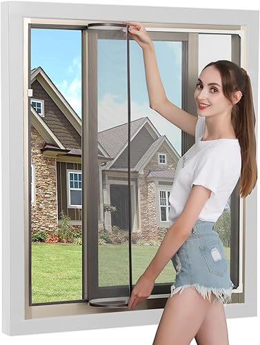 Pantalla magnética para ventana de bricolaje, máximo 75 x 51 pulgadas de ancho, se adapta a cualquier tamaño más pequeño, marco blanco ajustable con