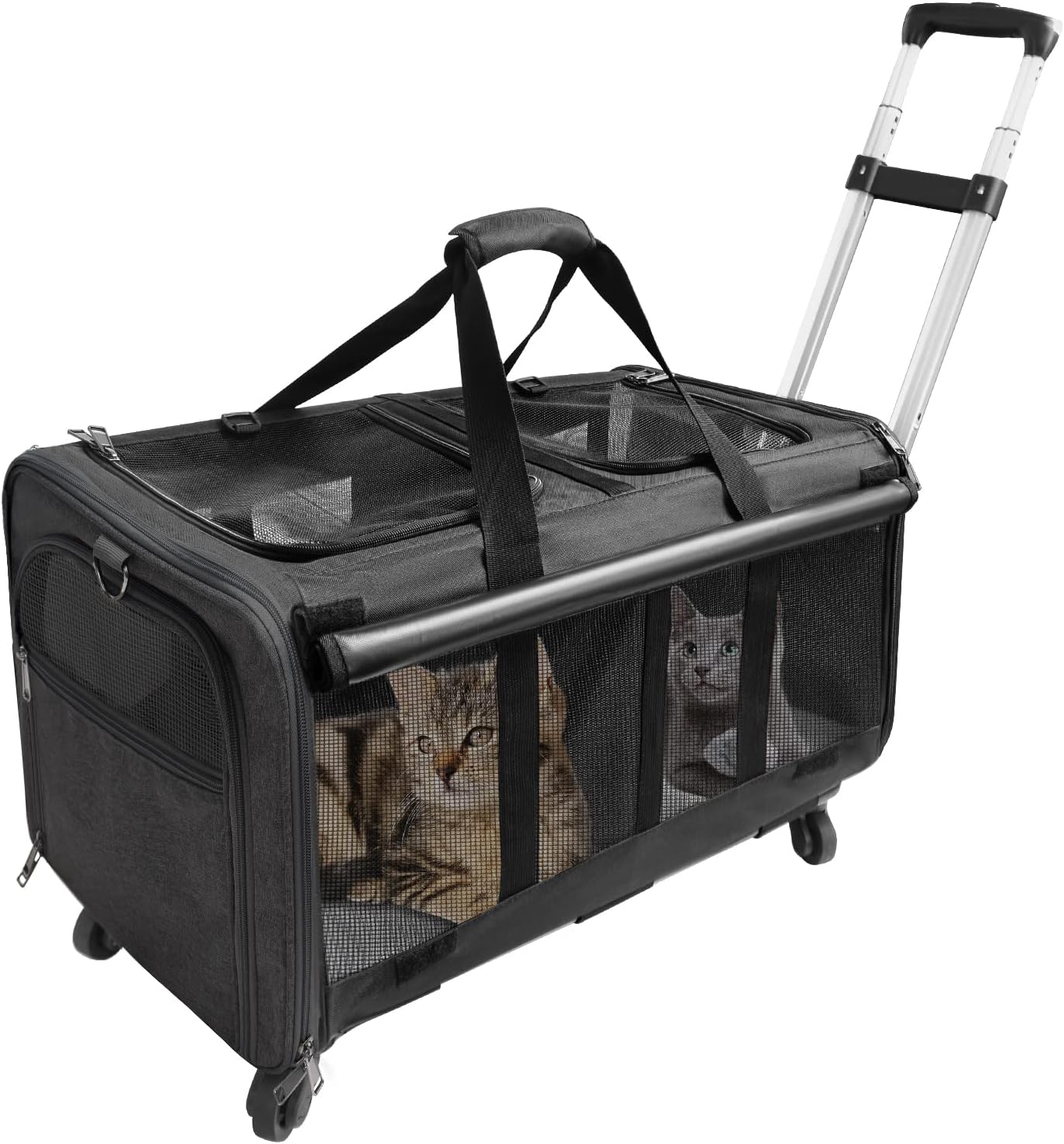 LIONROGE Pet Rolling Carrier with Wheels,Cat Carrier