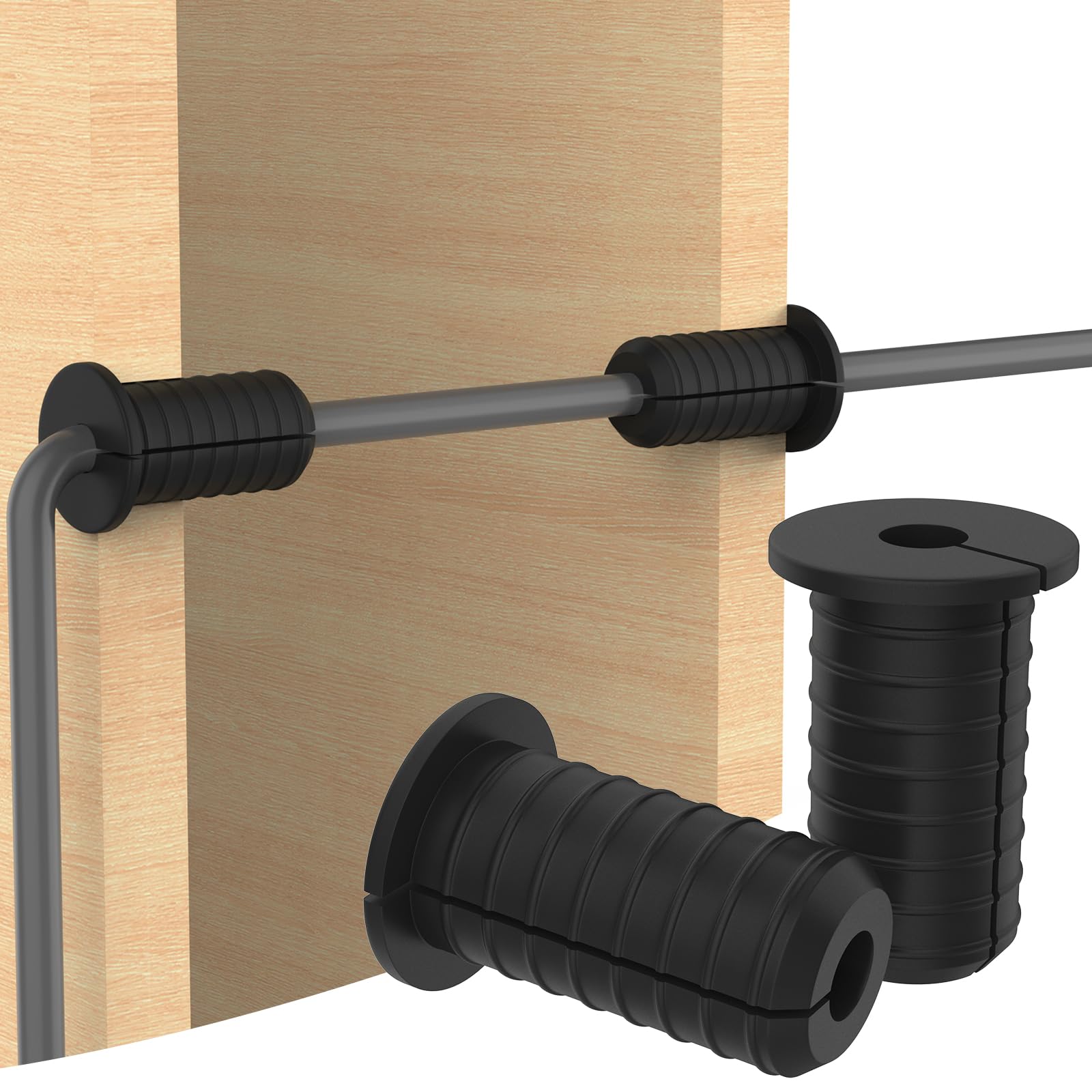 Aifeier ET 4 Pcs Cable Grommet Kit, Waterproof Wall Hole Cover for Cable Routing Pass Through, Rubber Grommets for Wiring Ethernet Cables, Durable Wall Grommets for 3/4 Inch Wall Hole (Black)