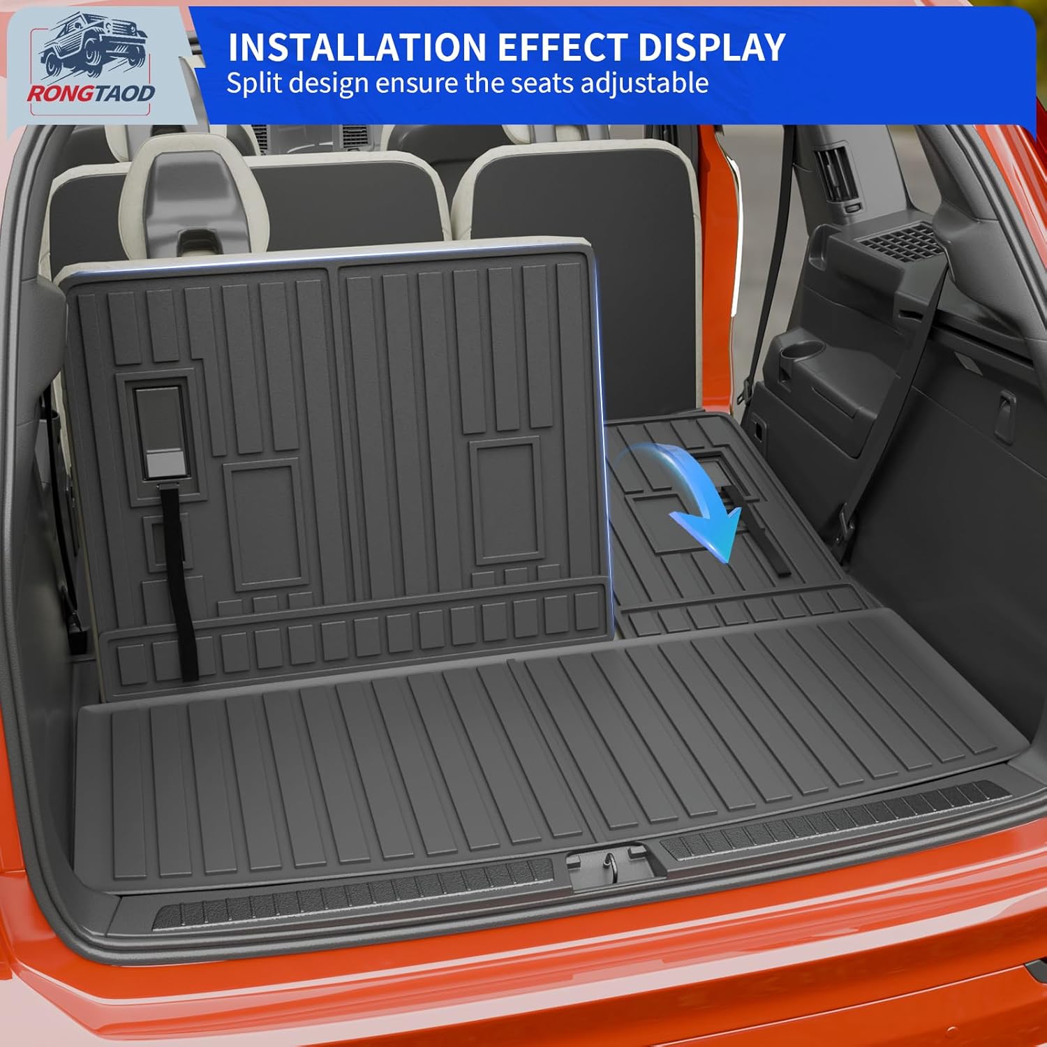 Rongtaod Cargo Mat Compatible with 2022-2025 2026 Chevrolet Tahoe GMC Yukon Trunk Mat Trunk Liner Cargo Liner All Weather Back Seat Cover 2024 Chevy Tahoe Accessories (Backrest Mats+Trunk Mat)